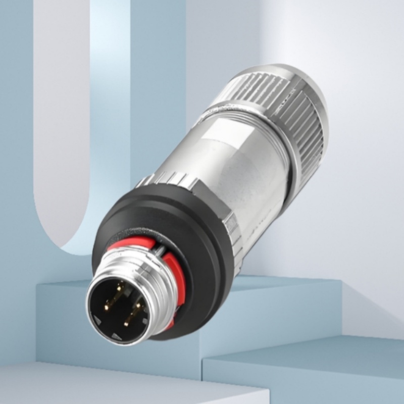 M12 8 Pin X Coded Male Profinet Connector for Cable, Straight, Solder Type 1